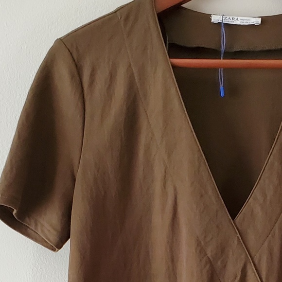 Zara Olive Shift Dress - Picture 2 of 5